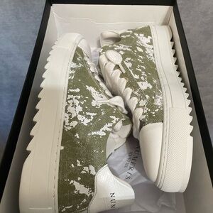 NUMERIŚ Atelier Olive Canvas & Leather Shoes.